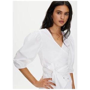 White Aritzia wrap blouse
